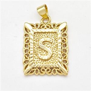 Copper Letter-S Pendant Frame Gold Plated, approx 18-21mm [FD15345]