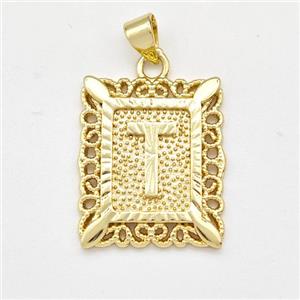Copper Letter-T Pendant Frame Gold Plated, approx 18-21mm [FD15346]