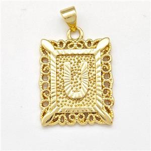 Copper Letter-U Pendant Frame Gold Plated, approx 18-21mm [FD15347]