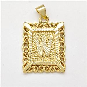 Copper Letter-W Pendant Frame Gold Plated, approx 18-21mm [FD15349]