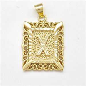 Copper Letter-X Pendant Frame Gold Plated, approx 18-21mm [FD15350]