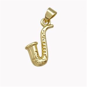 Saxophone Charms Copper Pendant Gold Plated, approx 13-16mm [FD15356]