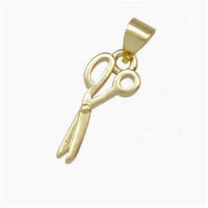 Barber Scissors Charms Copper Pendant Gold Plated, approx 8-15mm [FD15359]