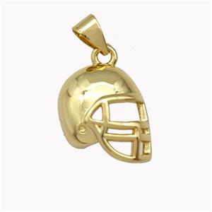 Football Helmet Charms Copper Pendant Sport Gold Plated, approx 12-15mm [FD15366]