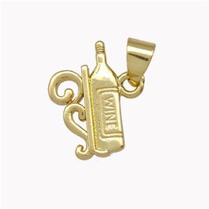 Wine Bottle Charms Copper Pendant Gold Plated, approx 9-15mm [FD15367]