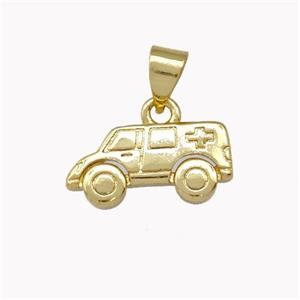 Ambulance Car Charms Copper Pendant Gold Plated, approx 8-15mm [FD15371]