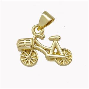 Bicycle Charms Copper Bike Pendant Gold Plated, approx 10-17mm [FD15372]