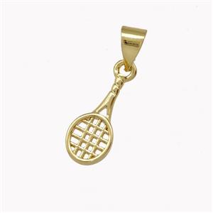 Tennis Racket Charms Copper Pendant Sports Gold Plated, approx 7-15mm [FD15373]
