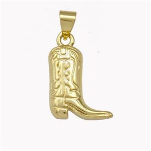 Cowboy Boot Charms Copper Shoe Pendant Gold Plated, approx 13-16mm [FD15374]