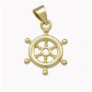 Ships Wheel Charms Copper Pendant Gold Plated, approx 15mm [FD15377]