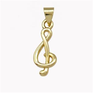 Musical Note Charms Copper Treble Clef Pendant Gold Plated, approx 8-17mm [FD15380]