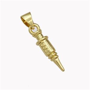 Syringe Needle Copper Pendant Gold Plated, approx 5-15mm [FD15387]