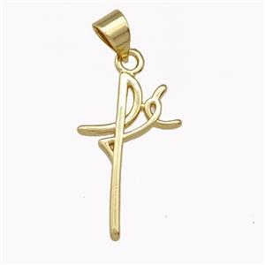 Spanish Faith Cross Charms Copper Pendant Gold Plated, approx 12-21mm [FD15388]
