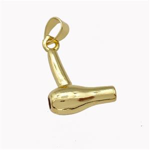 HairDryer Charms Copper Pendant Gold Plated, approx 14-15mm [FD15389]