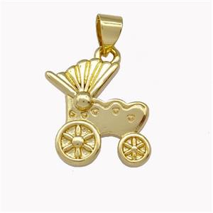 Baby Stoller Charms Copper Pendant Gold Plated, approx 15mm [FD15393]