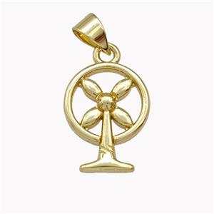 Electric Fan Charms Copper Pendant Gold Plated, approx 12-16mm [FD15395]