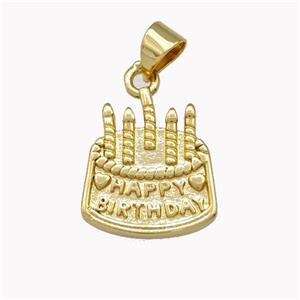 Happy Birthday Charms Copper Pendant Gold Plated, approx 14-16mm [FD15397]