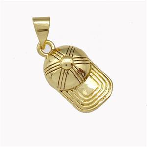 Baseball Cap Charm Copper Pendant Sport Gold Plated, approx 9-15mm [FD15399]