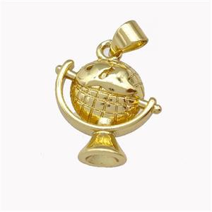 Globe Charm Copper Pendant Gold Plated, approx 16mm [FD15403]