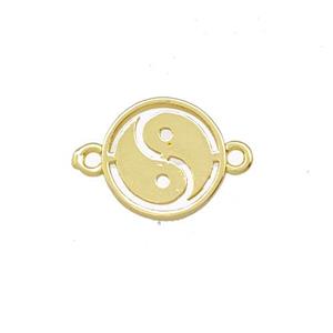 Taichi Charms Copper Yinyang Connector Gold Plated, approx 12mm [FD15411]