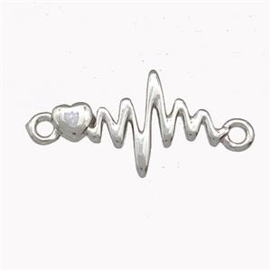 Copper Heartbeat Connector Platinum Plated, approx 10-17mm [FD15438]