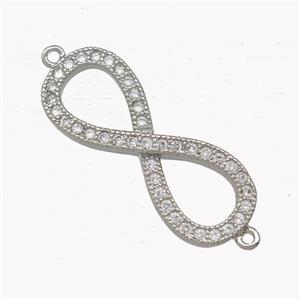 Copper Infinity Connector Pave Zirconia Platinum Plated, approx 10-25mm [FD15440]
