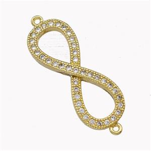 Copper Infinity Connector Pave Zirconia Gold Plated, approx 10-25mm [FD15441]