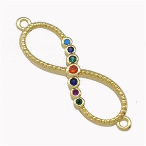 Copper Infinity Connector Pave Zirconia Gold Plated, approx 10-28mm [FD15442]