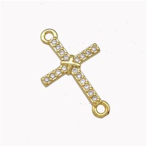 Copper Cross Connector Pave Zirconia Gold Plated, approx 12-15mm [FD15443]