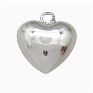 Copper Heart Pendant Hollow Platinum Plated, approx 20mm [FD15455]