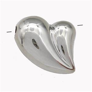 Copper Heart Beads Hollow Platinum Plated, approx 20-25mm [FD15457]