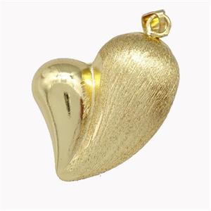 Copper Heart Pendant Brushed Hollow Gold Plated, approx 28-33mm [FD15460]