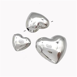 Copper Heart Beads Hollow Platinum Plated, approx 25mm [FD15461-25MM]