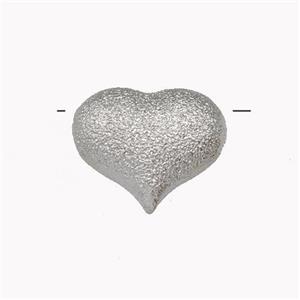 Copper Heart Beads Corrugated Hollow Platinum Plated, approx 18mm [FD15465]