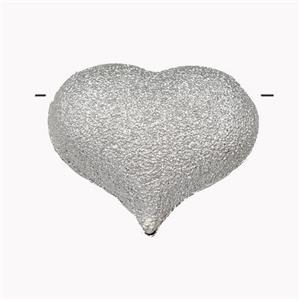 Copper Heart Beads Corrugated Hollow Platinum Plated, approx 30mm [FD15467]