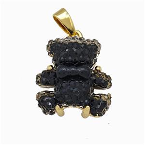 Black Resin Bear Pendant Gold Plated, approx 15mm [FD15488]