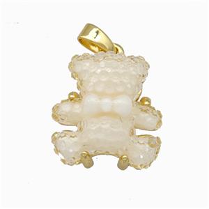 White Resin Bear Pendant Gold Plated, approx 15mm [FD15489]