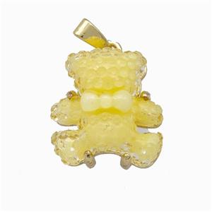 Yellow Resin Bear Pendant Gold Plated, approx 15mm [FD15494]