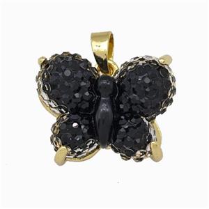Black Resin Butterfly Pendant Gold Plated, approx 13-17mm [FD15499]