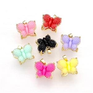 Resin Butterfly Pendant Gold Plated Mixed, approx 13-17mm [FD15509]