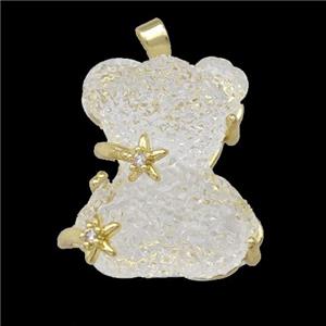 White Resin Bear Pendant Gold Plated, approx 20-22mm [FD15510]