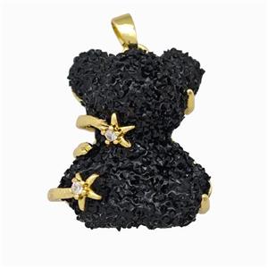 Black Resin Bear Pendant Gold Plated, approx 20-22mm [FD15511]