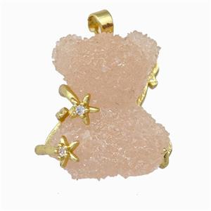 Salmon Resin Bear Pendant Gold Plated, approx 20-22mm [FD15513]
