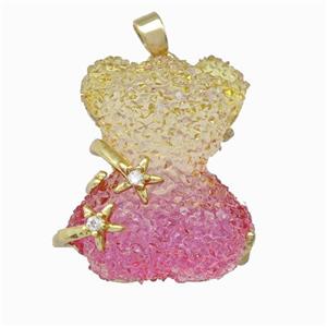 Multicolor Resin Bear Pendant Gold Plated, approx 20-22mm [FD15515]