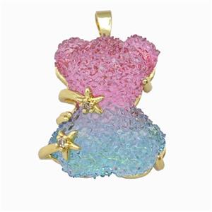 Multicolor Resin Bear Pendant Gold Plated, approx 20-22mm [FD15517]