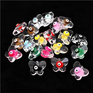 Chinese Glass Crystal Butterfly Beads With Evil Eye Mixed Color, approx 12x15mm [FD15528-12X15MM]