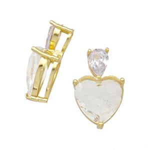 Clear Chinese Crystal Glass Heart Pendant Gold Plated, approx 5-7mm, 12mm [FD15529]