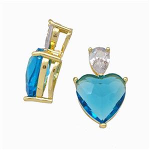 Aqua Chinese Crystal Glass Heart Pendant Gold Plated, approx 5-7mm, 12mm [FD15532]