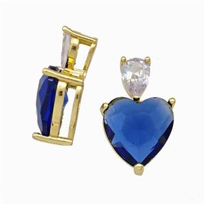 Blue Chinese Crystal Glass Heart Pendant Gold Plated, approx 5-7mm, 12mm [FD15534]