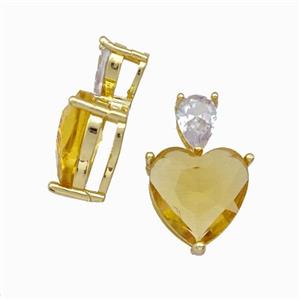 Yellow Chinese Crystal Glass Heart Pendant Gold Plated, approx 5-7mm, 12mm [FD15535]